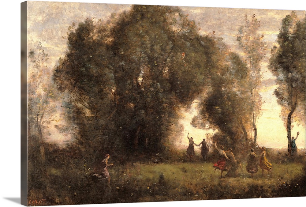 The Dance of the Nymphs, by Jean-Baptiste-Camille Corot, 1860 - 1865 about, 19th Century, oil on canvas, cm 49 x 77,5 - Fr...