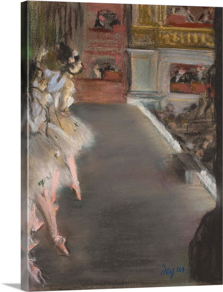 Dancers at the Old Opera House, by Edgar Degas, 1877, French impressionist pastel drawing. Ballet dancers on Paris Opera H...