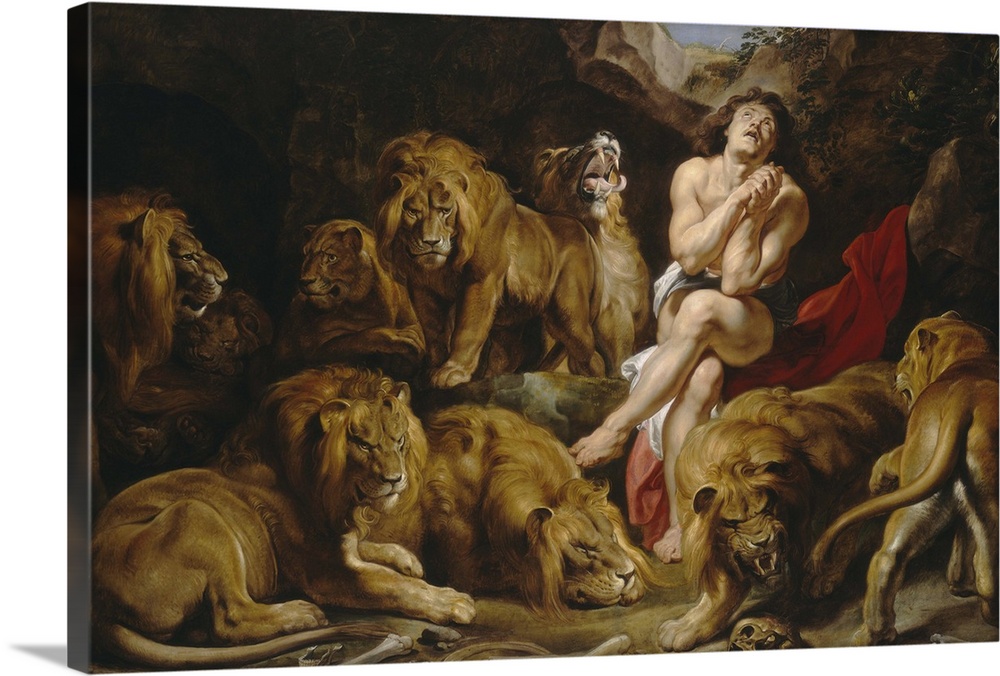 Daniel in the Lions' Den, by Sir Peter Paul Rubens, 1614-1616, Flemish painting, oil on canvas. God closed the jaws of the...