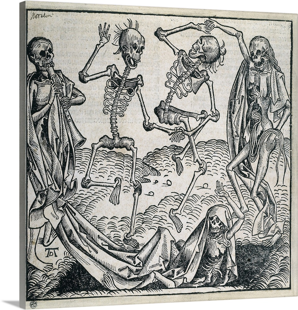 Danse Macabre or Dance of Death (1493). Picture by Michael Wolgemut from "Liber chronicarum" by Hartmann Schedel. Xylograp...