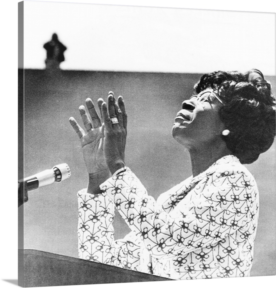 Democratic presidential candidate Shirley Chisholm addresses students at Cal State at Long Beach. June 17, 1972. She was t...