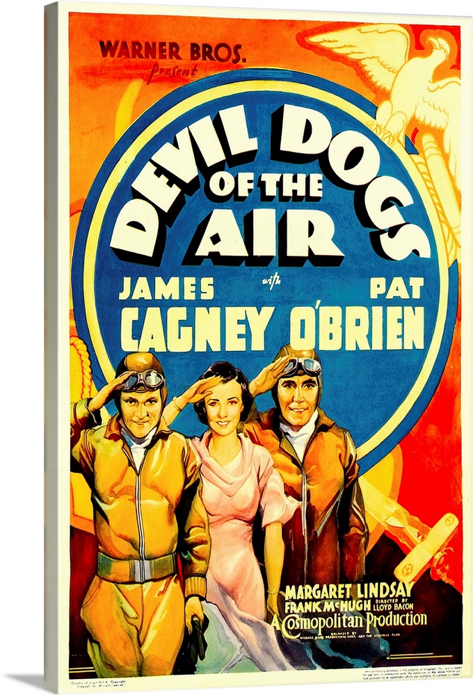 DEVIL DOGS OF THE AIR, from left: James Cagney, Margaret Lindsay, Pat O'Brien on midget window card, 1935.