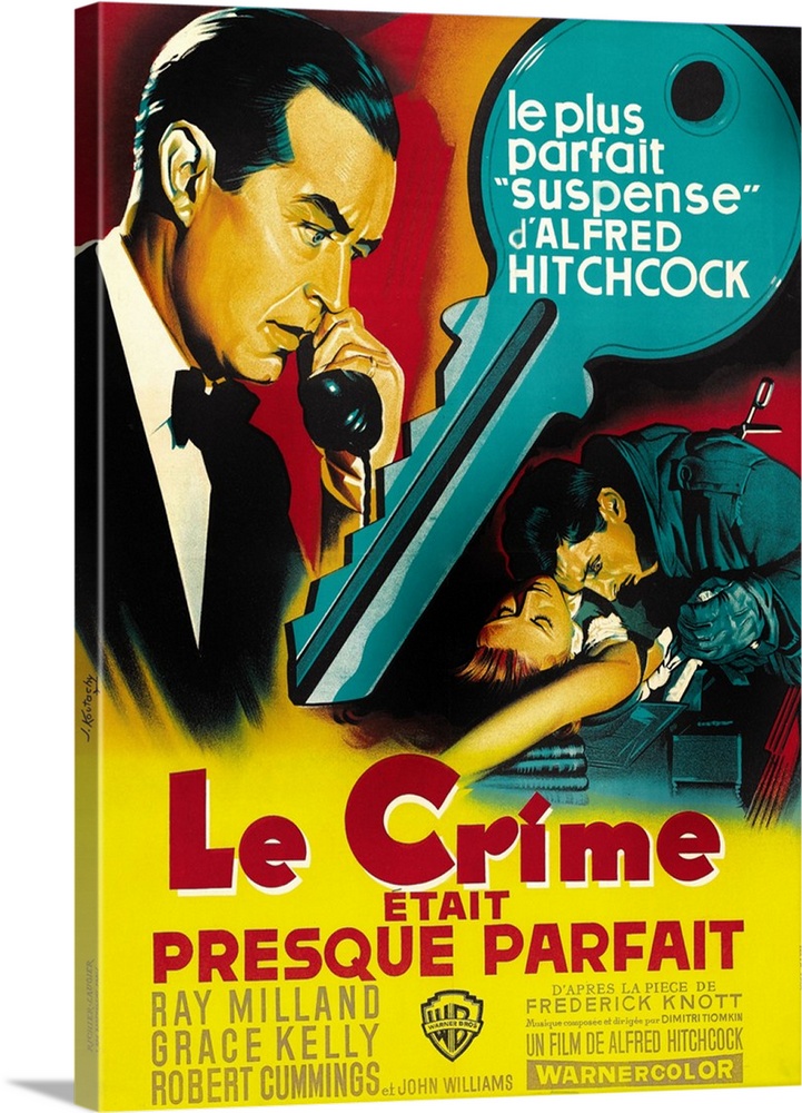 Dial M For Murder, (aka Le Crime Etait Presque Parfait), French Poster Art, Ray Milland (Left), Anthony Dawson (Top Right)...
