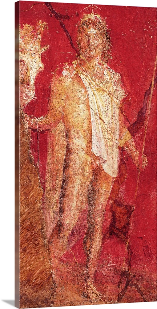 Dioscuro, by unknown artist, 62-79, 1st Century A.D., ripped fresco, 76 x 48 cm - Italy, Campania, Naples, National Archae...