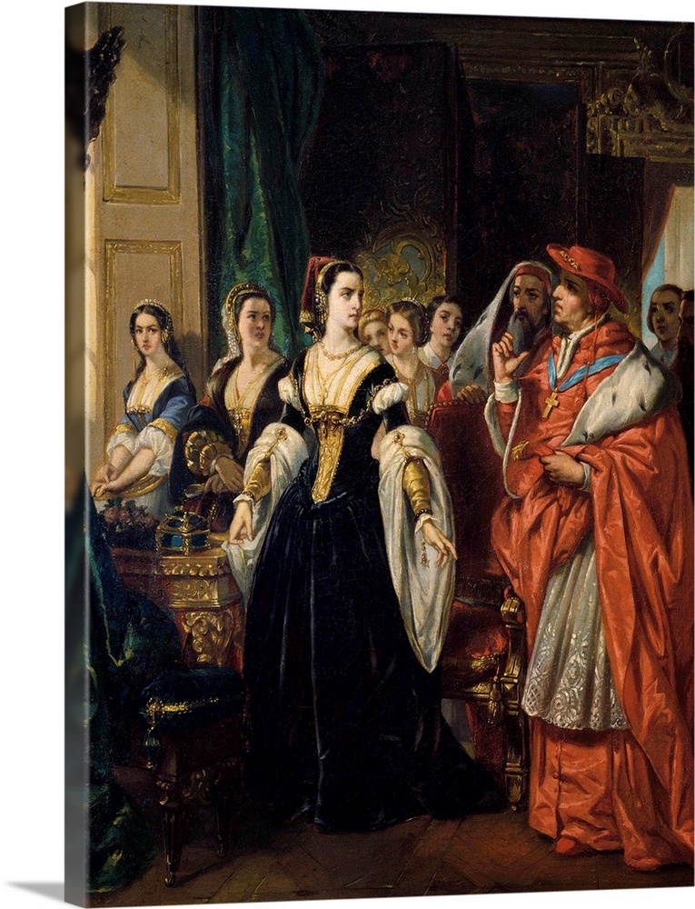 Eugene Deveria (1808-1865) French School. The Divorce of Henry VIII (1491-1547) and Catherine of Aragon before the Cardina...