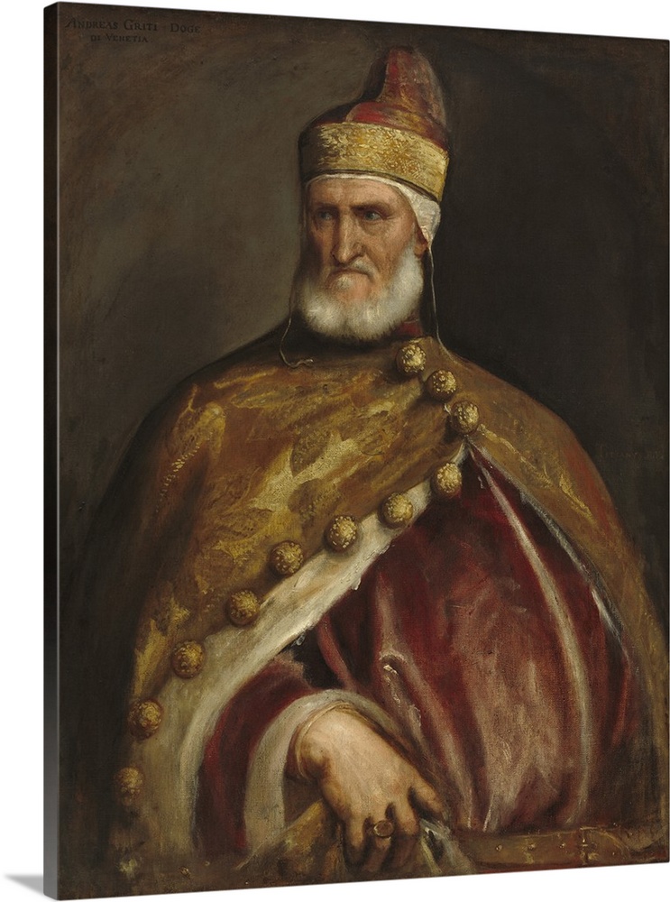 Doge Andrea Gritti, by Titian, Italian Renaissance painting, oil on canvas. He ruled during Venice's slow decline, as the ...
