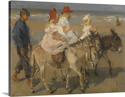 Donkey Rides on the Beach, by Isaac Israels, c. 1890-1901. Dutch watercolor painting