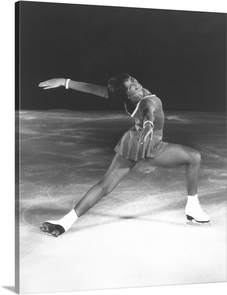 Dorothy Hamill, star skater, performs a 'Ina Bauer' move. 1976 Olympic Gold Medalist skated in ICE CAPADES from 1977-84.