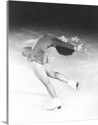 Dorothy Hamill, star skater, performs a layback spin