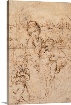 Drawing, Madonna and Child with the Young St. John, by Raphael, c.1500-1520, Uffizi