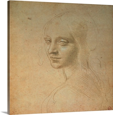 Drawing, Portrait of a Girl, by Leonardo da Vinci,  1483-1484. Royal Library, Turin