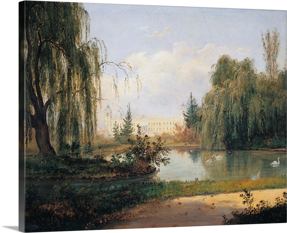The Ducal Park of Colorno with a View of the Pond, by Giuseppe Drugman, 1830, 19th Century, canvas, - Italy, Emilia Romagn...