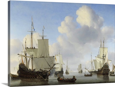 Dutch Ships in a Calm, by Willem van de Velde (II), c. 1665
