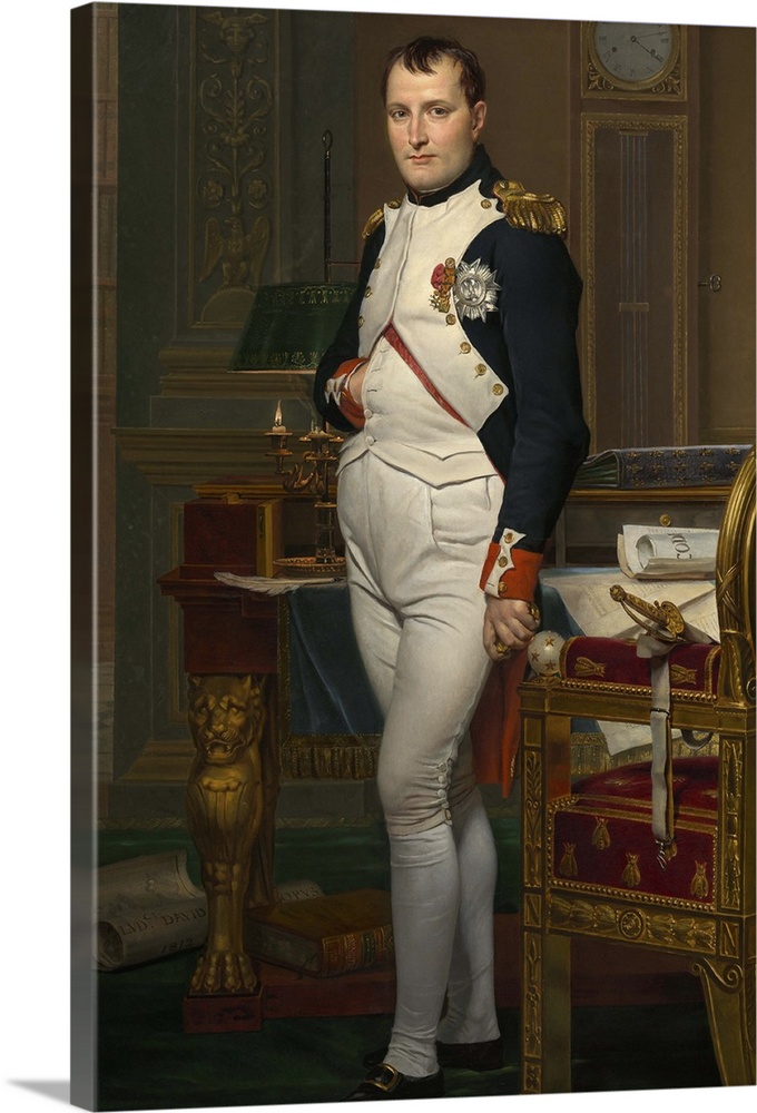 Emperor Napoleon in His Study at the Tuileries, by Jacques-Louis David, 1812, French painting, oil on canvas. The Emperor ...
