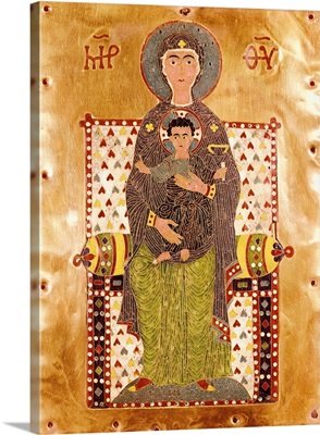 Enthroned Virgin Mary, 10th c. Byzantine Icon of enamel and gold