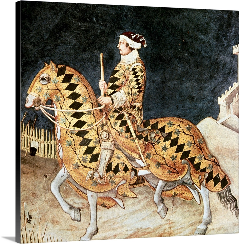 MARTINI, Simone di Martino, called Simone (1284-1344). Equestrian portrait of Guidoriccio da Fogliano. 1328-1330. ITALY. S...