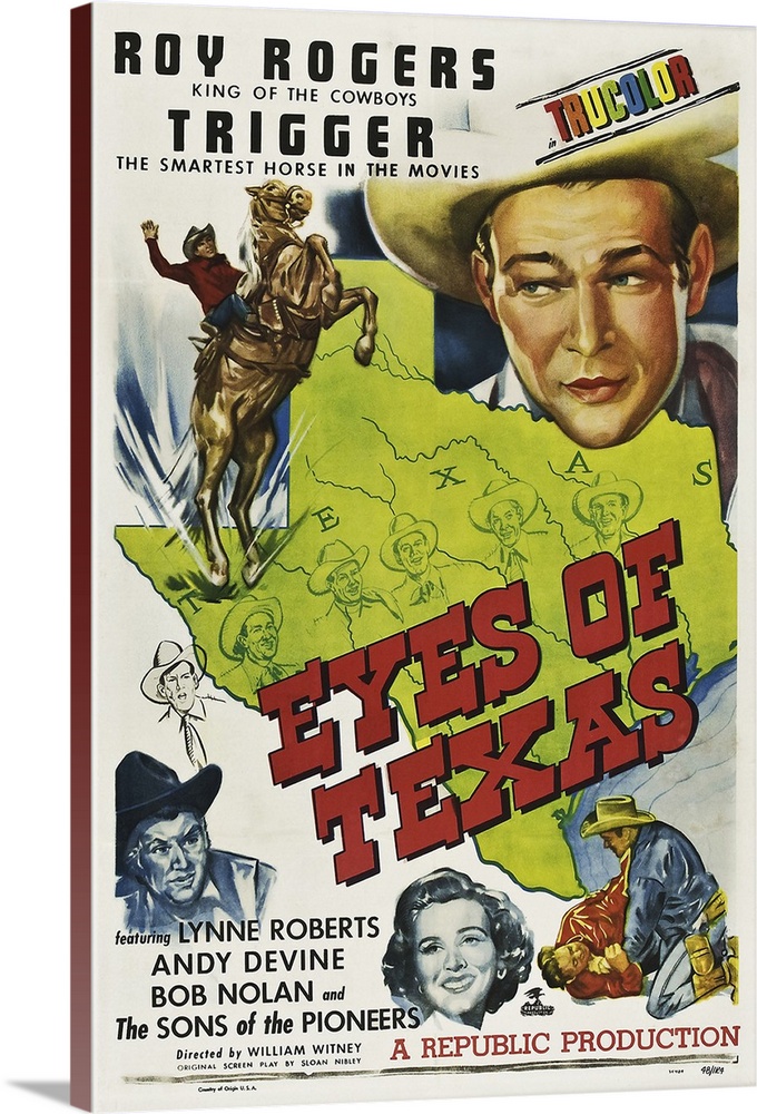 EYES OF TEXAS, first, second, third from left: Andy Devine, Roy Rogers, Lynne Roberts, 1948