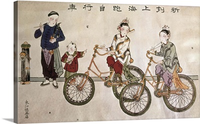 Family scene. 19th c. Chinese art. Drawing