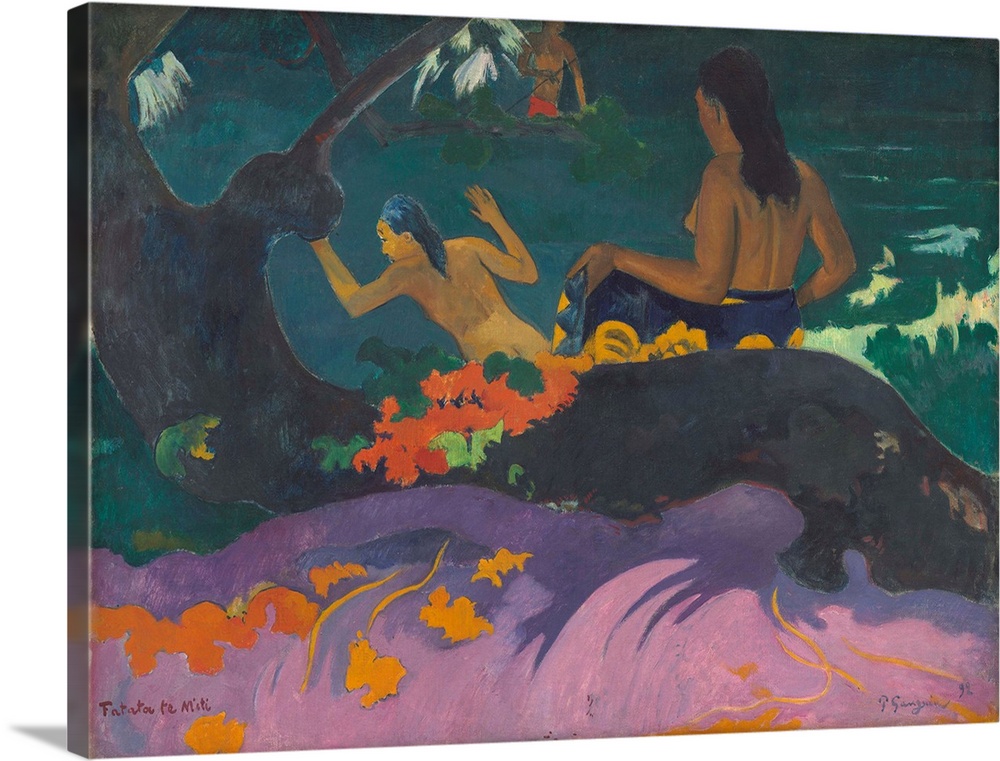 Fatata te Miti (By the Sea), by Paul Gauguin, 1892, French Post-Impressionist painting, oil on canvas. Painted during Gaug...