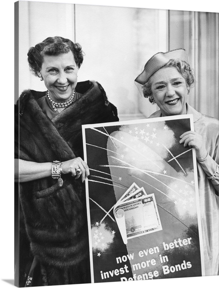 First Lady Mamie Eisenhower and Actress Mary Pickford promote Defense Bonds. April 1, 1953. The investment bonds were issu...