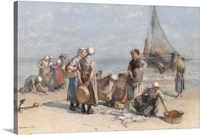 Fishwives on the Beach at Scheveningen, c. 1880-85, Dutch painting