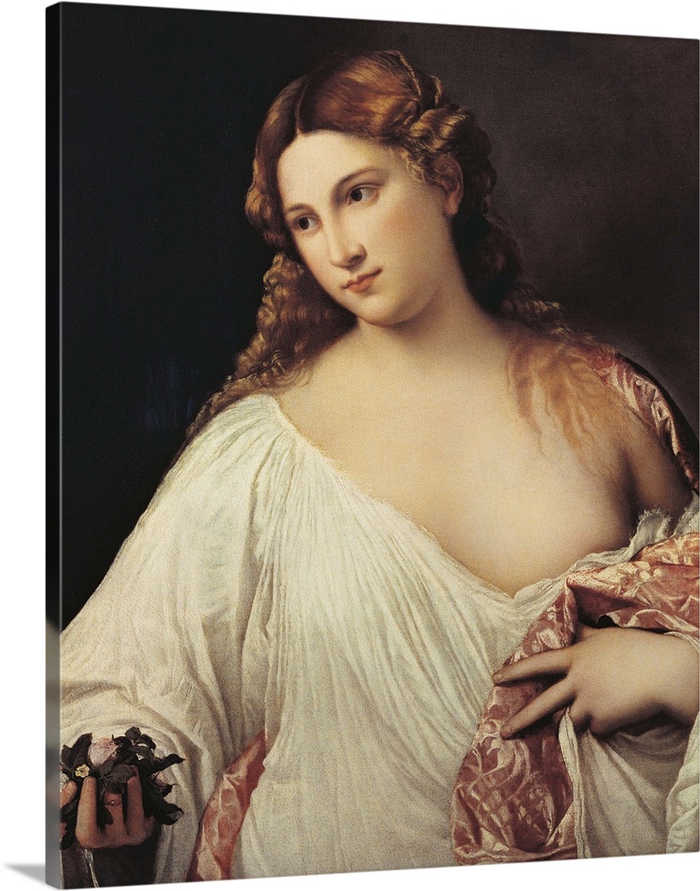 Flora, by Tiziano Vecellio known as Titian, 1515 - 1518 about, 16th Century, oil on canvas, cm 79 x 63 - Italy, Tuscany, F...
