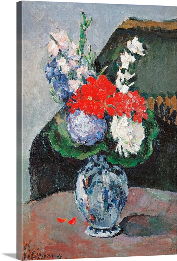 Flowers in a Small Delft Vase, by Paul Czanne, 1873 about, 19th Century, oil on canvas, cm 41 x 27 - France, Ile de France...