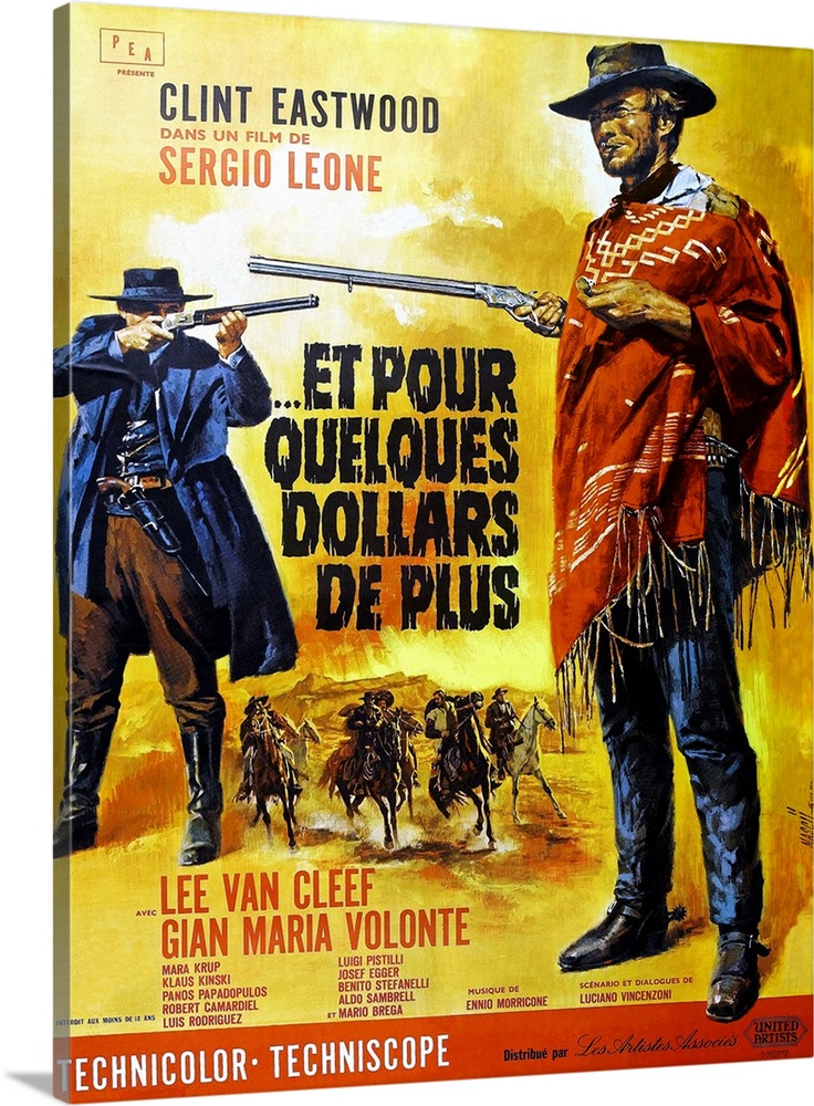 For A Few Dollars More (aka Et Pour Quelaues Dollars De Plus), Right: Clint Eastwood On French Poster Art, 1965.
