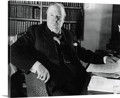 Former Prime Minister Prime Winston Churchill, at his desk in Werterham, Kent