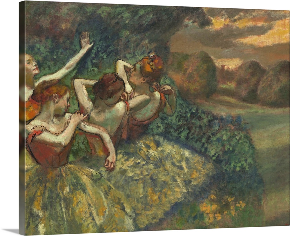 Four Dancers, by Edgar Degas, 1899. French impressionist painting, oil on canvas. The four figures were based on photograp...