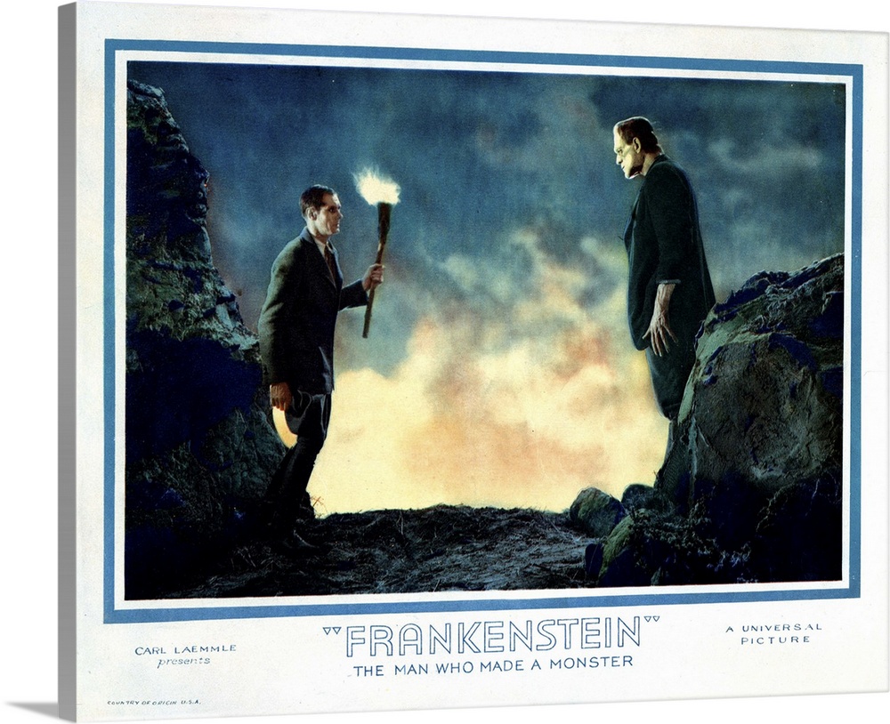 Frankenstein, US Lobbycard, From Left: Colin Clive, Boris Karloff, 1931.