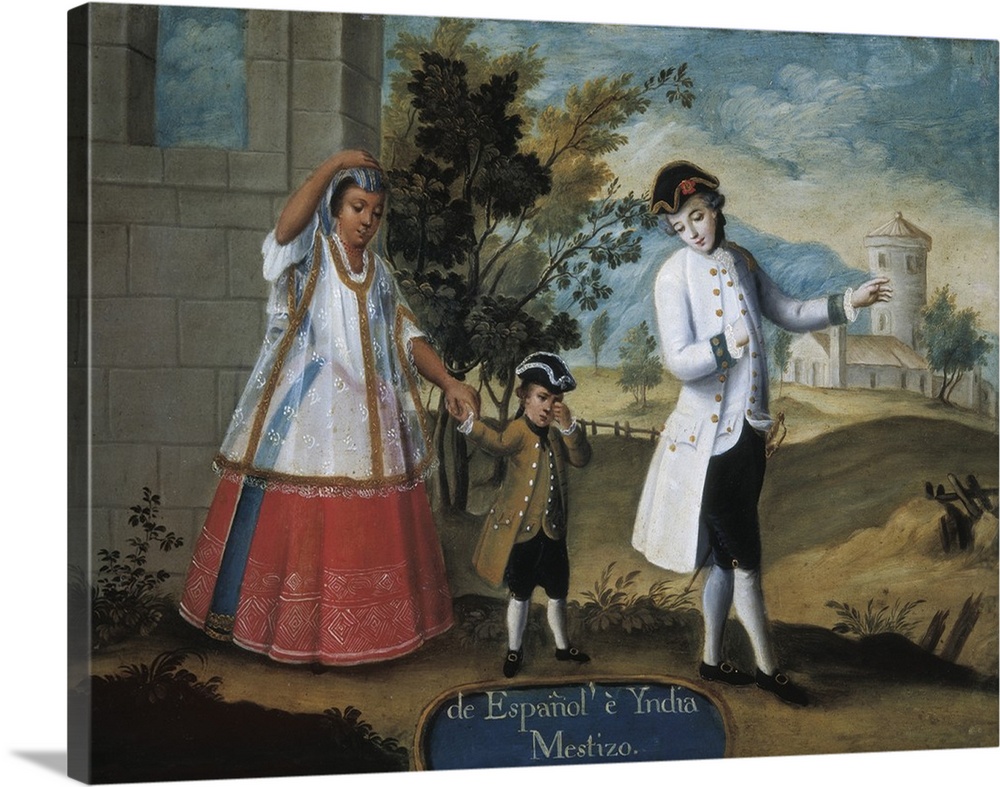 From Spanish man and Indian woman, Mestizo. ca. 1775 - 1800. Oil on copper. Casta paintings. Mexican school. Colonial baro...
