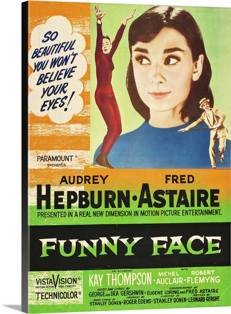 FUNNY FACE, l-r: Audrey Hepburn, Fred Astaire on US poster art, 1957.