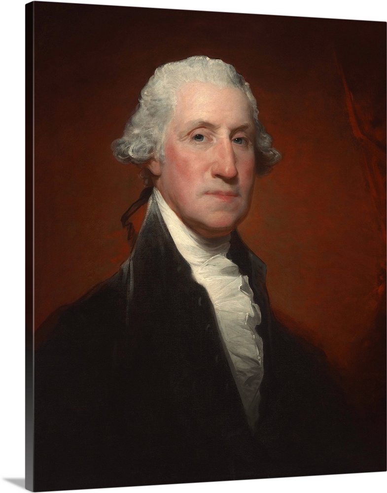 George Washington, by Gilbert Stuart (Vaughan-Sinclair portrait), 1795, American painting, oil on canvas. This is one of t...