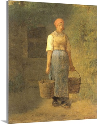Girl Carrying Water, by Jean Francois Millet, c. 1855-60. French oil painting on canvas