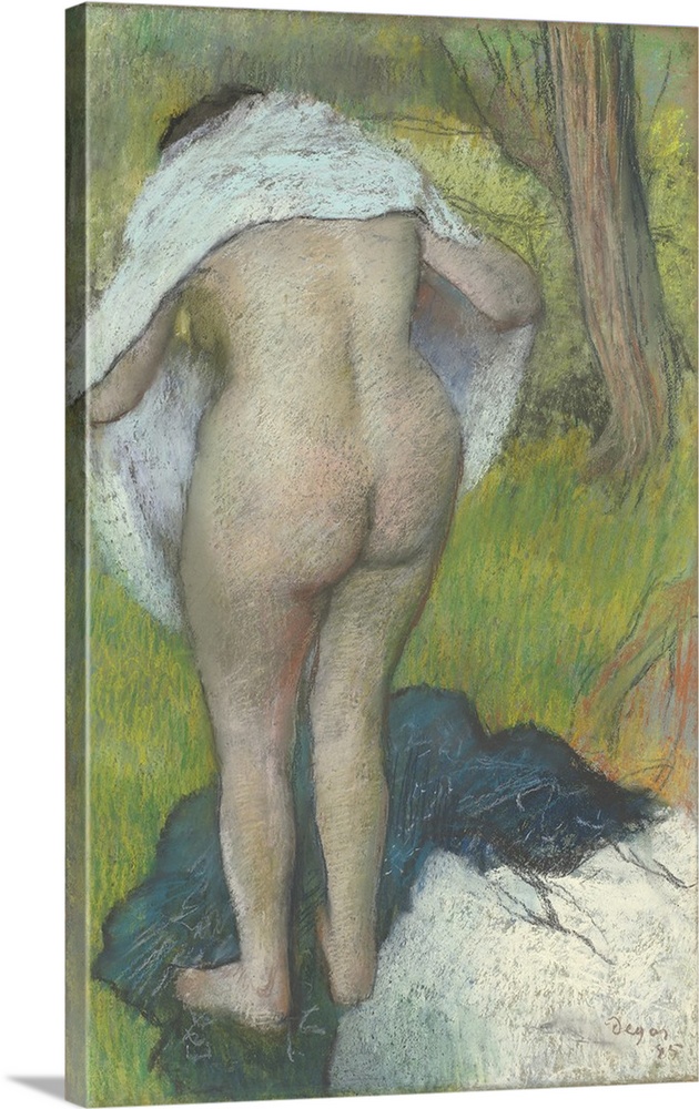 Girl Drying Herself, by Edgar Degas, 1885, French impressionist pastel drawing. Edgar Degas often depicted women in ungrac...