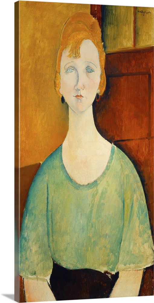 Girl in a Green Blouse, by Amedeo Modigliani, 1917, Italian painting, oil on canvas. This is one of several 1917 portraits...
