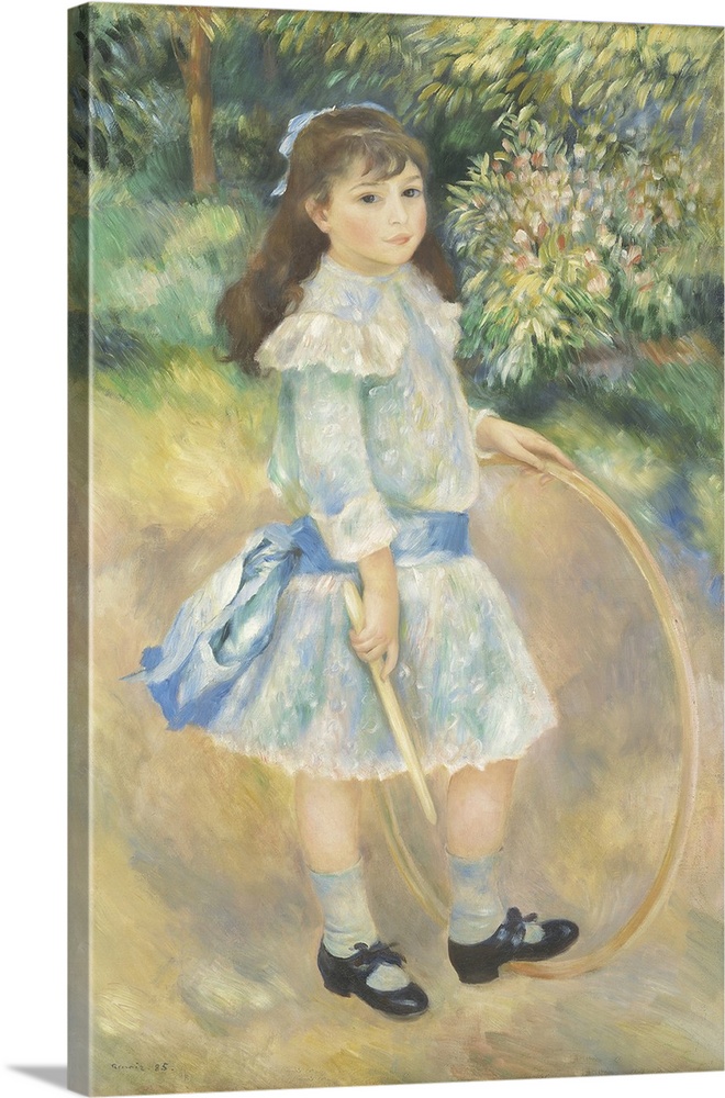 Girl with a Hoop, by Auguste Renoir, 1885, French impressionist painting, oil on canvas. Renoir was commissioned to paint ...