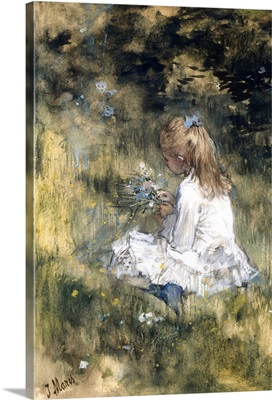 Girl with Flowers on the Grass, by Jacob Maris, 1878