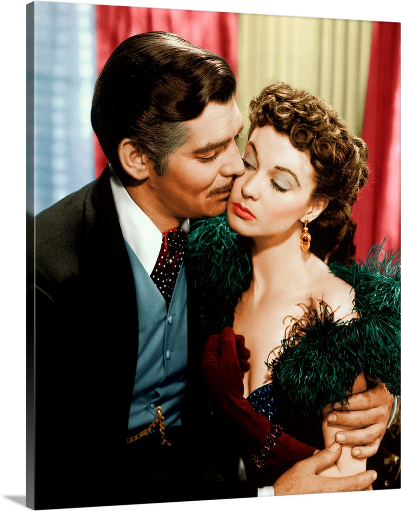 Gone With The Wind From Left Clark Gable Vivien Leigh 1939 Wall Art Canvas Prints Framed