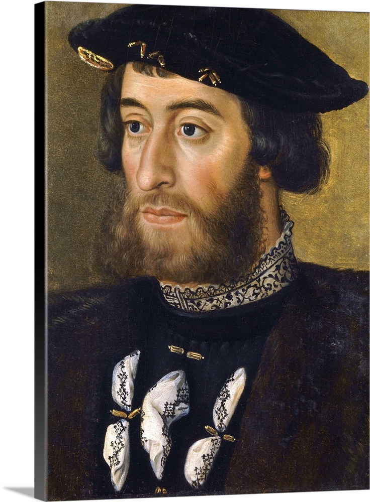 French School. Portrait of Guillaume du Bellay, seigneur of Langey. Circa 1535. Oil on wood, 0.32 x 0.23 m. Versailles, ch...