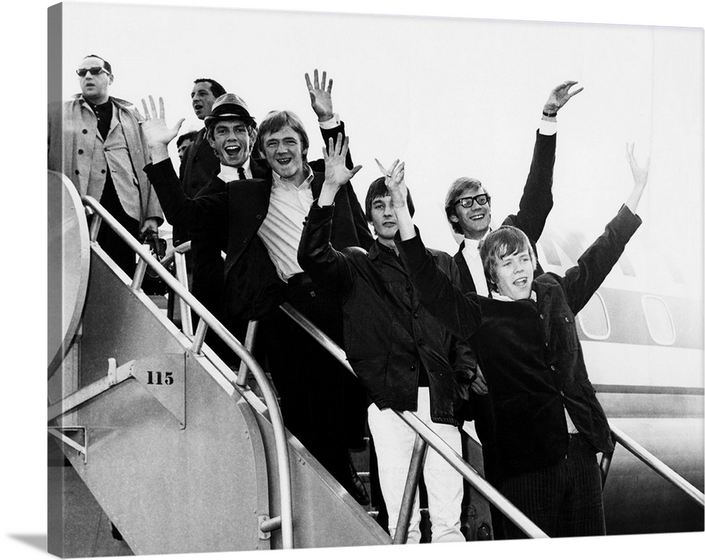 Herman's Hermits arrive in New York from a tour of Japan, Feb. 1966. At the time, the group out-ranked the Beatles in worl...