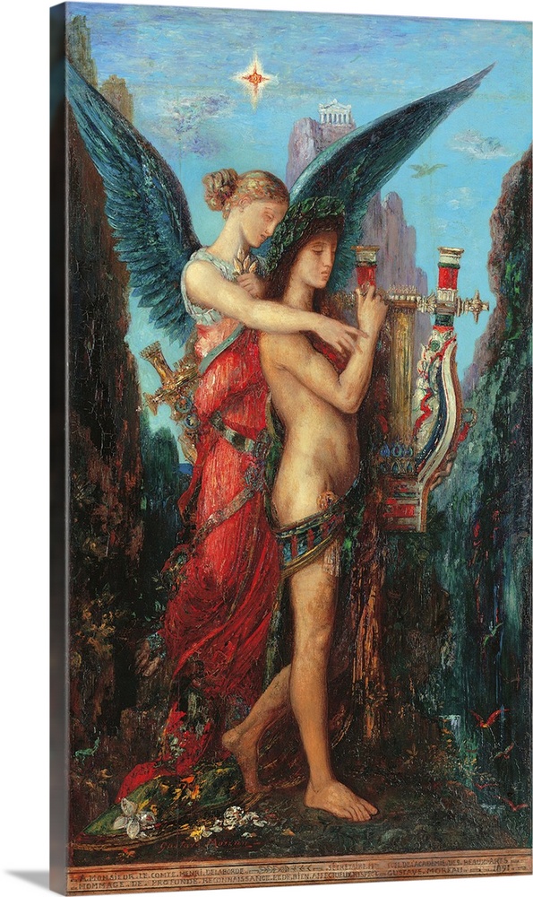 Hesiod and the Muse, by Gustave Moreau, 1891, 19th Century, oil on panel, cm 59 x 34,5 - France, Ile de France, Paris, Mus...