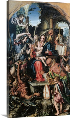 Holy Family And Saints Contending With Devil For Souls, By Giorgio Gandini Del Grano