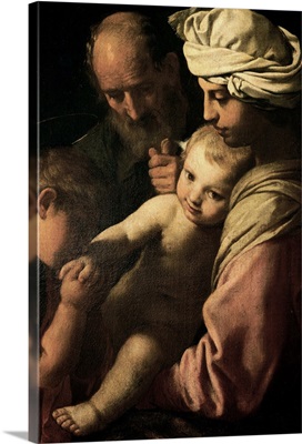 Holy Family with St. John, detail, by Pesarese, 17th c. Brera Gallery, Milan, Italy