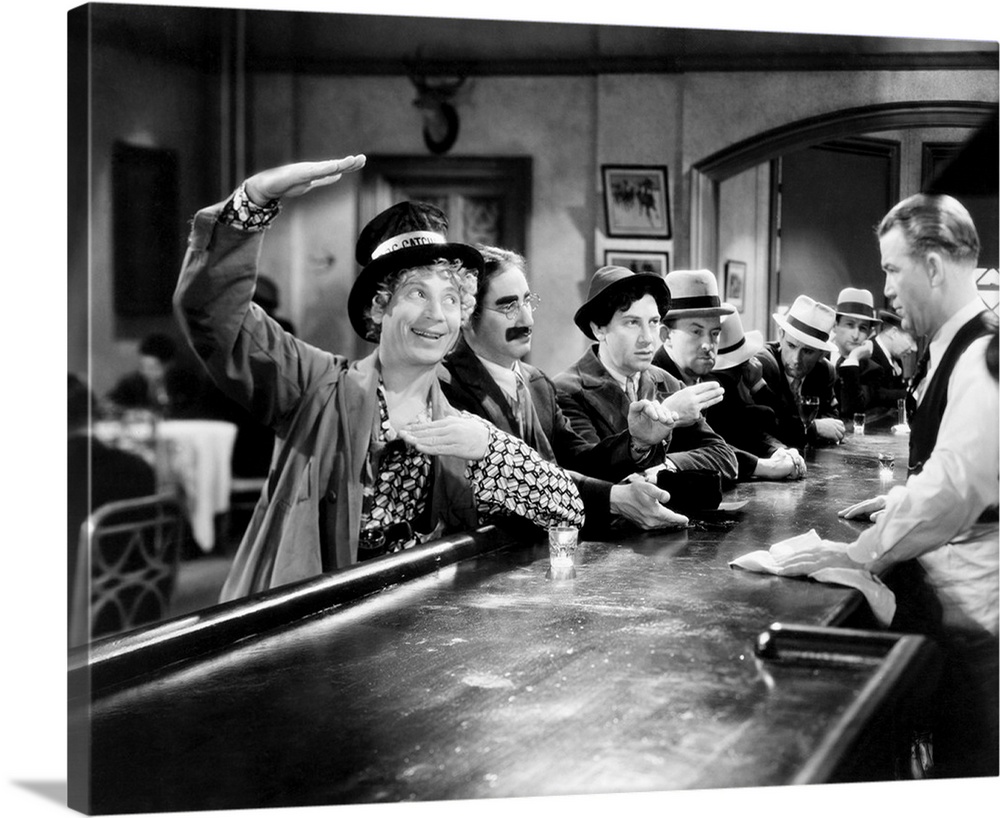 Horse Feathers, From Left, Harpo Marx, Groucho Marx, Chico Marx, Vince Barnett, Edgar Dearing, (Bartender), 1932.