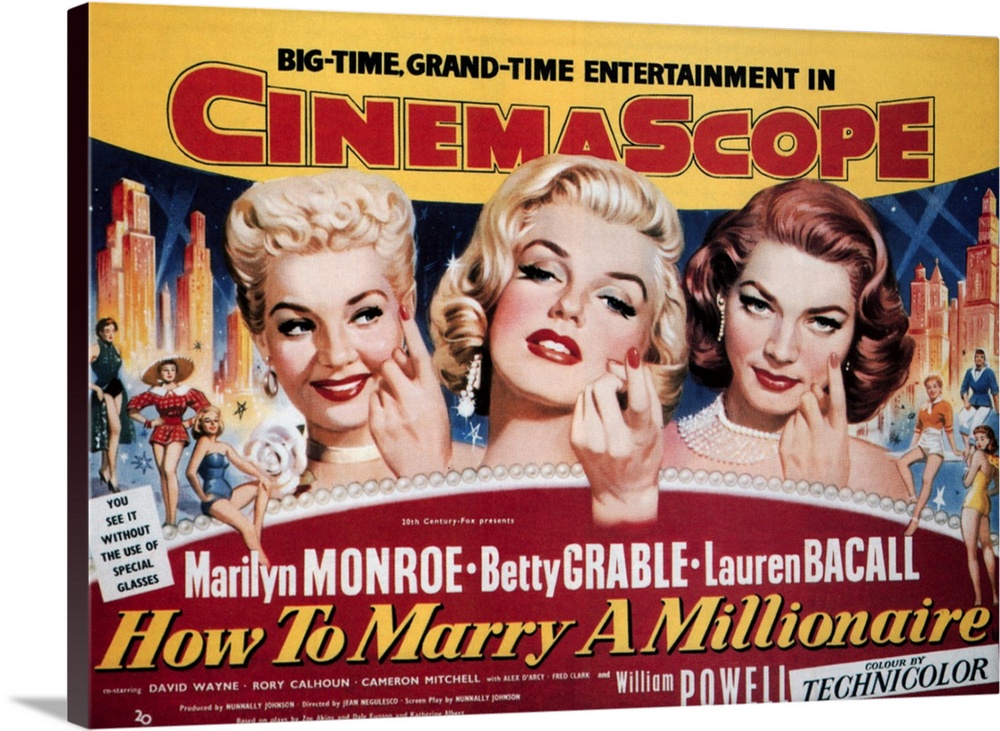 HOW TO MARRY A MILLIONAIRE, from left: Betty Grable, Marilyn Monroe, Lauren Bacall, 1953, TM and Copyright ..20th Century ...