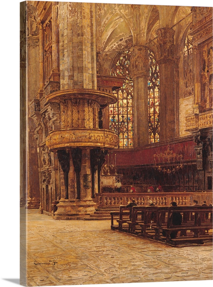 Inside View of the Cathedral, Milan, by Filippo Carcano, 1890 - 1899 about, 19th Century, oil on canvas, - Italy, Lombardy...