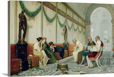 Interior of Roman Building with Figures, 1890-1910 c., Italian painting