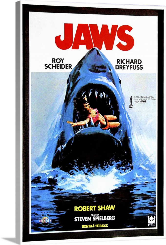 Jaws, 1975 Solid-Faced Canvas Print